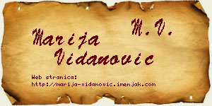 Marija Vidanović vizit kartica